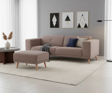 SOFÁ CON PUFF RIPLEY HOME MARÍA 3 CUERPOS TAUPE