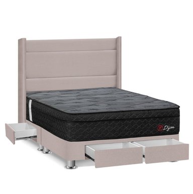 DORMITORIO AMERICANO FORLI DIJON KING CON CAJONES BEIGE - 2