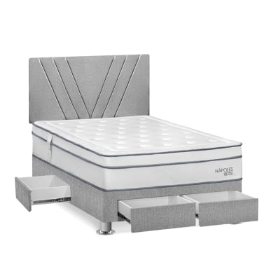 DORMITORIO AMERICANO RIZZOLI NAPOLES 2 PLAZAS CON CAJONES PLATA - 2