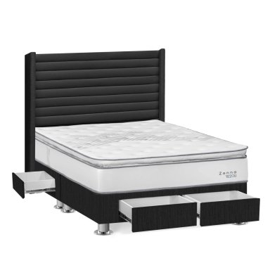 DORMITORIO AMERICANO RIZZOLI ZENNA QUEEN CON CAJONES GRIS - 2