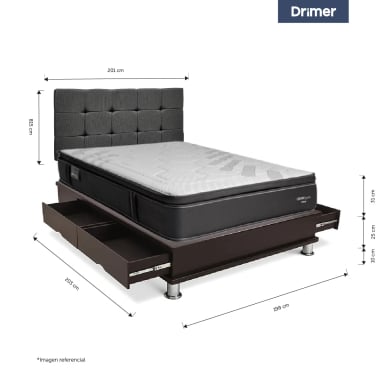 DORMITORIO CON CAJONES DRIMER CROMOPEDIC 2 PLAZAS CUADROS BEIGE - 3