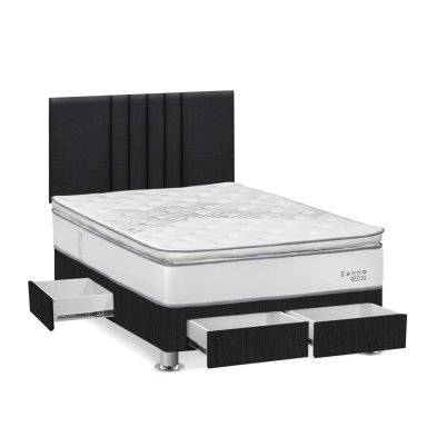 DORMITORIO AMERICANO RIZZOLI ZENNA 2 PLAZAS CON CAJONES SPRING GRIS - 2