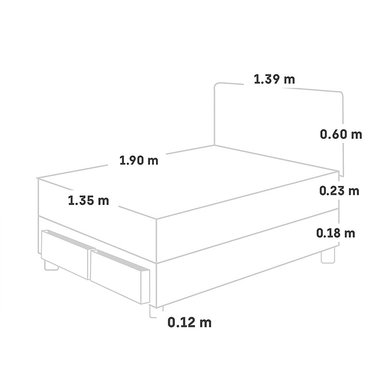 DORMITORIO AMERICANO PARAÍSO MILANO 2 PLAZAS CON CAJONES + 2 ALMOHADAS + PROTECTOR - 5