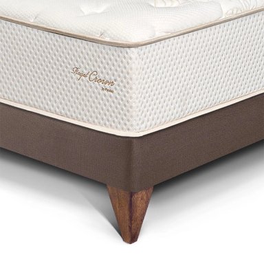 DORMITORIO EUROPEO ROYAL CROWN 2 PLAZAS + CABECERA GOLD CHOCOLATE + VELADOR BRISSE + 2 ALMOHADAS VISCOELÁSTICAS - 2