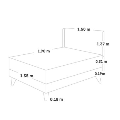 DORMITORIO EUROPEO ROYAL CROWN 2 PLAZAS + CABECERA GOLD CHOCOLATE + VELADOR BRISSE + 2 ALMOHADAS VISCOELÁSTICAS - 5