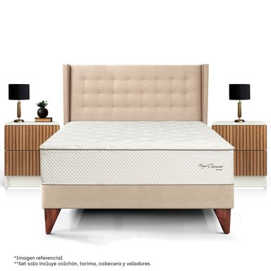 DORMITORIO EUROPEO PARAÍSO ROYAL CROWN GOLD KING CHAMPAGNE + VELADOR BRISSE + 2 ALMOHADAS VISCOELÁSTICAS - 3