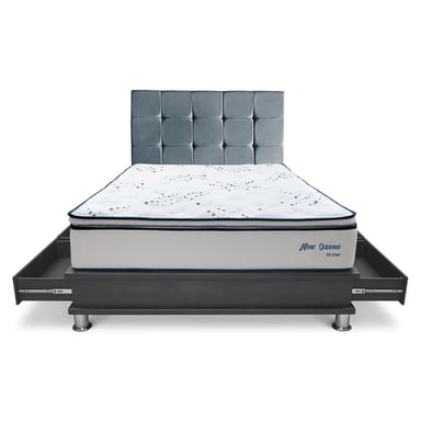 DORMITORIO DRIMER NEW OZONO 1.5 PLAZAS CON CAJONES CUADROS GRIS - 2