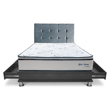 DORMITORIO DRIMER NEW OZONO QUEEN CON CAJONES CUADROS GRIS - 2