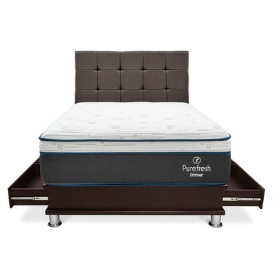 DORMITORIO DRIMER PURE FRESH QUEEN CON CAJONES CUADROS MARRÓN - 2