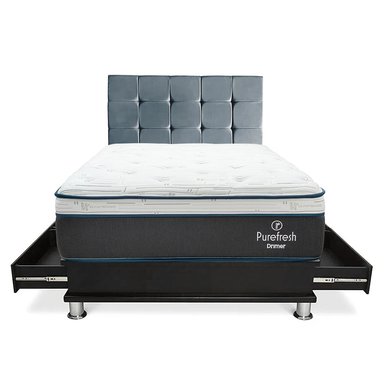 DORMITORIO DRIMER PURE FRESH 1.5 PLAZAS CON CAJONES CUADROS GRIS - 2