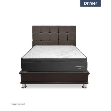 DORMITORIO CON CAJONES DRIMER CROMOPEDIC 1.5 PLAZAS CUADROS MARRÓN - 2
