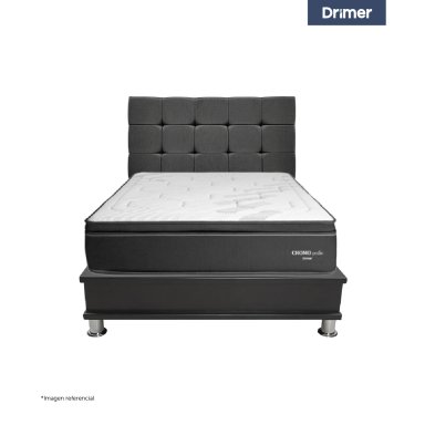 DORMITORIO CON CAJONES DRIMER CROMOPEDIC 2 PLAZAS CUADROS GRIS - 2