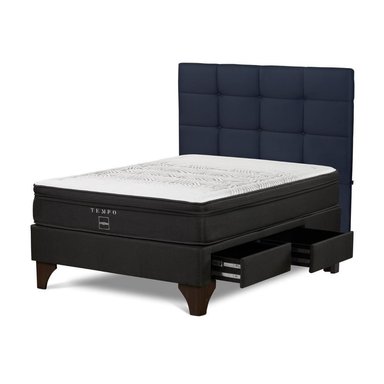 DORMITORIO EUROPEO ROSEN TEMPO 2 PLAZAS CON CAJONES ISSEY AZUL - 2