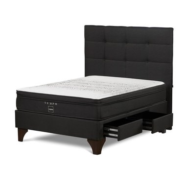 DORMITORIO EUROPEO ROSEN TEMPO 2 PLAZAS CON CAJONES ISSEY GRAFITO - 2