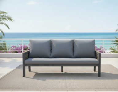 JUEGO SALA TERRAZA RIPLEY HOME MALLORCA GRIS 3-1-1 CUERPOS + MESA, TABURETE Y BANCA - 2