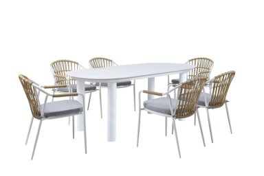 JUEGO DE COMEDOR TERRAZA RIPLEY HOME MENORCA 6 SILLAS GRIS - 2