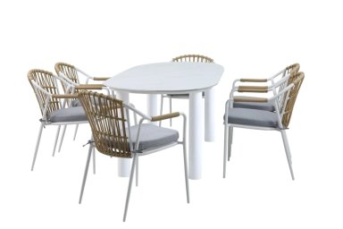 JUEGO DE COMEDOR TERRAZA RIPLEY HOME MENORCA 6 SILLAS GRIS - 3