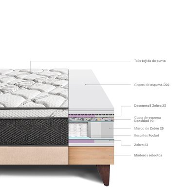 CAMA EUROPEA PARAÍSO POCKET STAR QUEEN CHAMPAGNE - 4