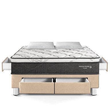 CAMA AMERICANA PARAÍSO CON CAJONES POCKET STAR QUEEN CHAMPAGNE - 3