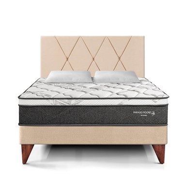DORMITORIO EUROPEO PARAÍSO POCKET STAR 2 PLAZAS CHAMPAGNE + CABECERA LOFT - 3