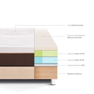 CAMA PARAÍSO ROYAL ABRAZZO 2 PLAZAS CHAMPAGNE + 2 ALMOHADAS VISCOELÁSTICAS - 4