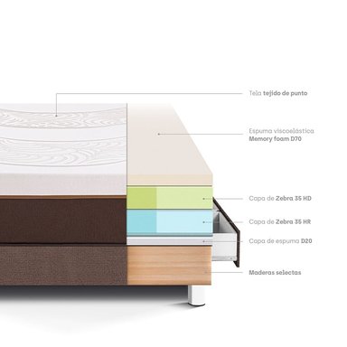 CAMA CON CAJONES PARAÍSO ROYAL ABRAZZO 1.5 PLAZAS CHOCOLATE + 1 ALMOHADA VISCOELÁSTICA - 4