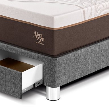CAMA CON CAJONES PARAÍSO ROYAL ABRAZZO 2 PLAZAS GRIS + 2 ALMOHADAS VISCOELÁSTICAS - 2