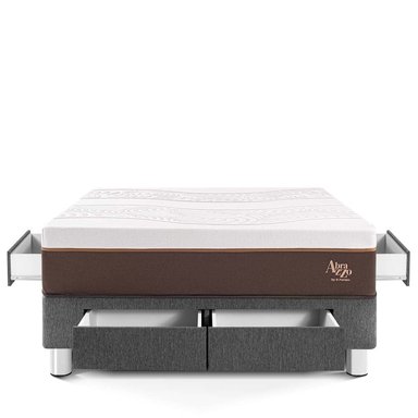 CAMA CON CAJONES PARAÍSO ROYAL ABRAZZO 2 PLAZAS GRIS + 2 ALMOHADAS VISCOELÁSTICAS - 3