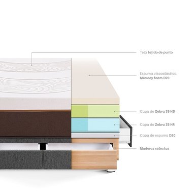 CAMA CON CAJONES PARAÍSO ROYAL ABRAZZO 2 PLAZAS GRIS + 2 ALMOHADAS VISCOELÁSTICAS - 4