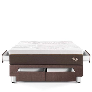 CAMA CON CAJONES PARAÍSO ROYAL ABRAZZO QUEEN CHOCOLATE + 2 ALMOHADAS VISCOELÁSTICAS - 3