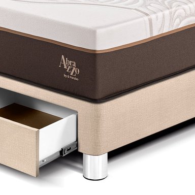 CAMA CON CAJONES PARAÍSO ROYAL ABRAZZO QUEEN CHAMPAGNE + 2 ALMOHADAS VISCOELÁSTICAS - 2