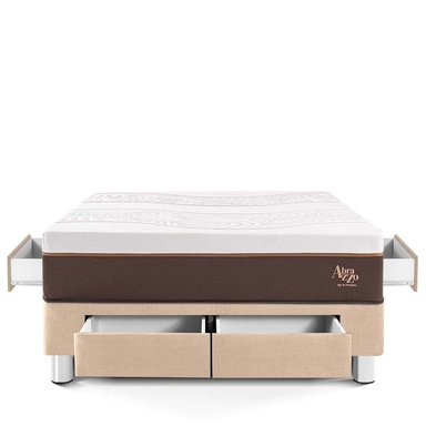 CAMA CON CAJONES PARAÍSO ROYAL ABRAZZO QUEEN CHAMPAGNE + 2 ALMOHADAS VISCOELÁSTICAS - 3