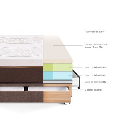CAMA CON CAJONES PARAÍSO ROYAL ABRAZZO KING CHOCOLATE + 2 ALMOHADAS VISCOELÁSTICAS - 4