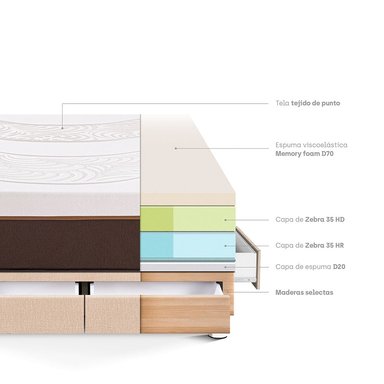CAMA CON CAJONES PARAÍSO ROYAL ABRAZZO KING CHAMPAGNE + 2 ALMOHADAS VISCOELÁSTICAS - 4