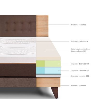 DORMITORIO EUROPEO PARAÍSO ROYAL ABRAZZO 2 PLAZAS CHOCOLATE + 2 ALMOHADAS VISCOELÁSTICAS - 4