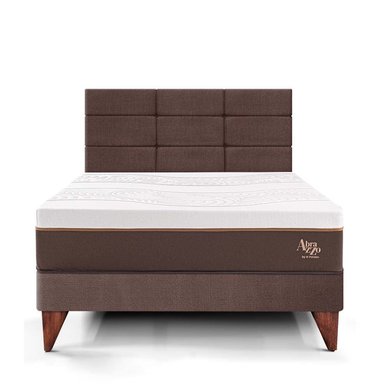 DORMITORIO EUROPEO PARAÍSO ROYAL ABRAZZO 1.5 PLAZAS CHOCOLATE + CABECERA BLOCKS + 1 ALMOHADA VISCOELÁSTICA - 3
