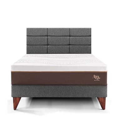 DORMITORIO EUROPEO PARAÍSO ROYAL ABRAZZO 1.5 PLAZAS GRIS + CABECERA BLOCKS + 1 ALMOHADA VISCOELÁSTICA - 3