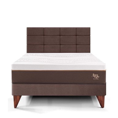 DORMITORIO EUROPEO PARAÍSO ROYAL ABRAZZO 2 PLAZAS CHOCOLATE + CABECERA BLOCKS + 2 ALMOHADAS VISCOELÁSTICAS - 3