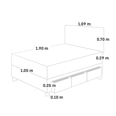 DORMITORIO CON CAJONES PARAÍSO ROYAL ABRAZZO 1.5 PLAZAS CHOCOLATE + CABECERA BLOCKS + 1 ALMOHADA VISCOELÁSTICA - 5