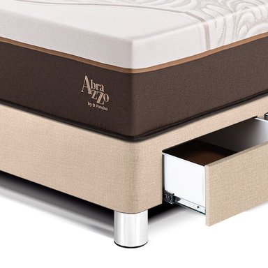 DORMITORIO CON CAJONES PARAÍSO ROYAL ABRAZZO 1.5 PLAZAS CHAMPAGNE + CABECERA BLOCKS + 1 ALMOHADA VISCOELÁSTICA - 2
