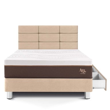DORMITORIO CON CAJONES PARAÍSO ROYAL ABRAZZO 1.5 PLAZAS CHAMPAGNE + CABECERA BLOCKS + 1 ALMOHADA VISCOELÁSTICA - 3