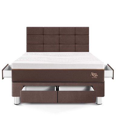 DORMITORIO CON CAJONES PARAÍSO ROYAL ABRAZZO 2 PLAZAS CHOCOLATE + CABECERA BLOCKS + 2 ALMOHADAS VISCOELÁSTICAS - 3