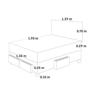 DORMITORIO CON CAJONES PARAÍSO ROYAL ABRAZZO 2 PLAZAS CHOCOLATE + CABECERA BLOCKS + 2 ALMOHADAS VISCOELÁSTICAS - 5