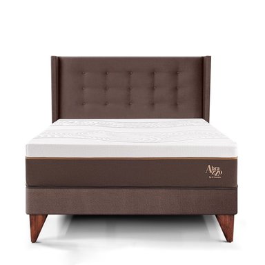 DORMITORIO EUROEPO PARAÍSO ROYAL ABRAZZO 2 PLAZAS EUROPEO CHOCOLATE + CABECERA GOLD + 2 ALMOHADAS VISCOELÁSTICAS - 3