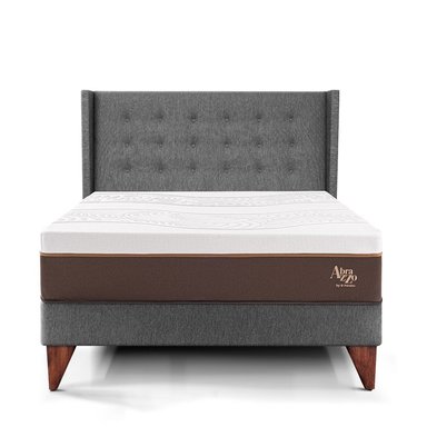 DORMITORIO EUROEPO PARAÍSO ROYAL ABRAZZO QUEEN EUROPEO GRIS + CABECERA GOLD + 2 ALMOHADAS VISCOELÁSTICAS - 3