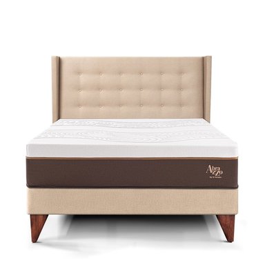 DORMITORIO EUROEPO PARAÍSO ROYAL ABRAZZO QUEEN EUROPEO CHAMPAGNE + CABECERA GOLD + 2 ALMOHADAS VISCOELÁSTICAS - 3