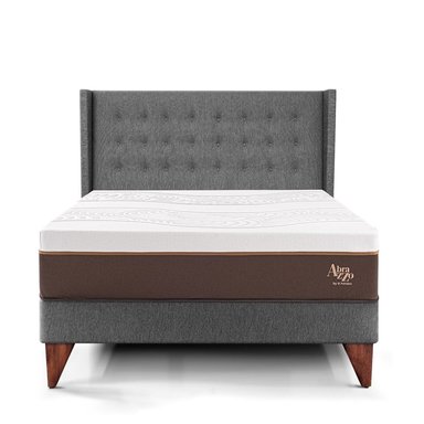 DORMITORIO EUROEPO PARAÍSO ROYAL ABRAZZO KING EUROPEO GRIS + CABECERA GOLD + 2 ALMOHADAS VISCOELÁSTICAS - 3
