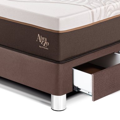 DORMITORIO CON CAJONES PARAÍSO ROYAL ABRAZZO 1.5 PLAZAS CHOCOLATE + CABECERA GOLD + 1 ALMOHADA VISCOELÁSTICA - 2