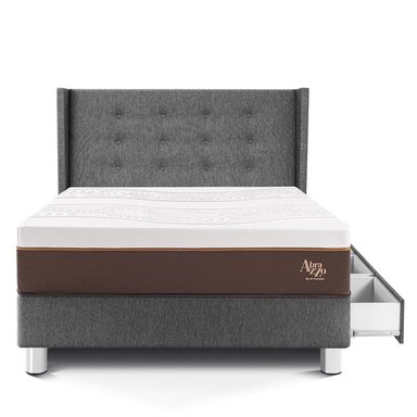 DORMITORIO CON CAJONES PARAÍSO ROYAL ABRAZZO 1.5 PLAZAS GRIS + CABECERA GOLD + 1 ALMOHADA VISCOELÁSTICA - 3