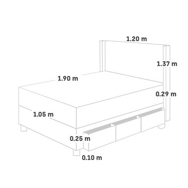 DORMITORIO CON CAJONES PARAÍSO ROYAL ABRAZZO 1.5 PLAZAS CHAMPAGNE + CABECERA GOLD + 1 ALMOHADA VISCOELÁSTICA - 5